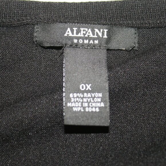 ALFANI Cardidan Sweater Open Front Knit Waterfall Edge Office Black Plus Size OX - Picture 5 of 13